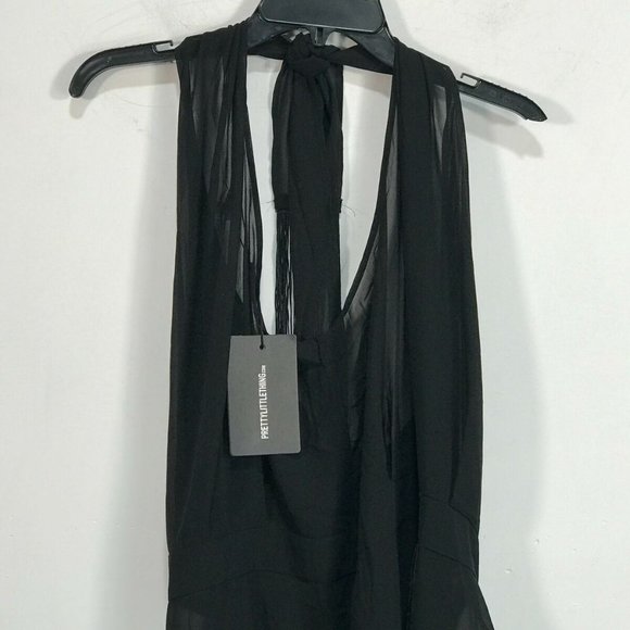 Pretty Little Thing Asymmetric Fringe Beach Dress, Women's Size 16 - Black - Picture 8 of 10
